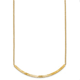 14K Polished and Diamond-cut Bar Double Chain w/2in ext. Necklace